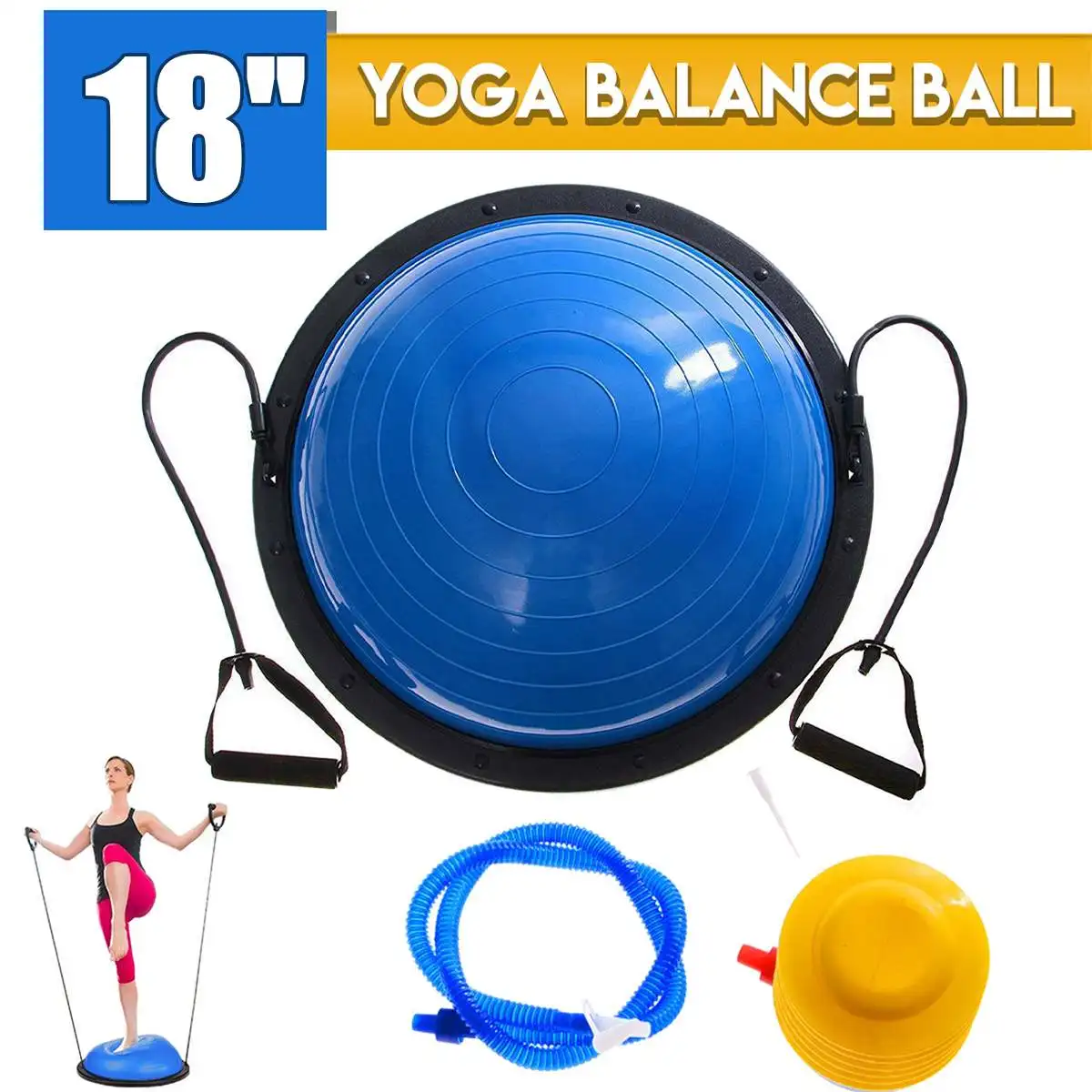 

18 Yoga Half Ball Balance Exercise Yoga Ball Fitball Trainer Fitness Strength Training Exercise Workout With Strings/Pump