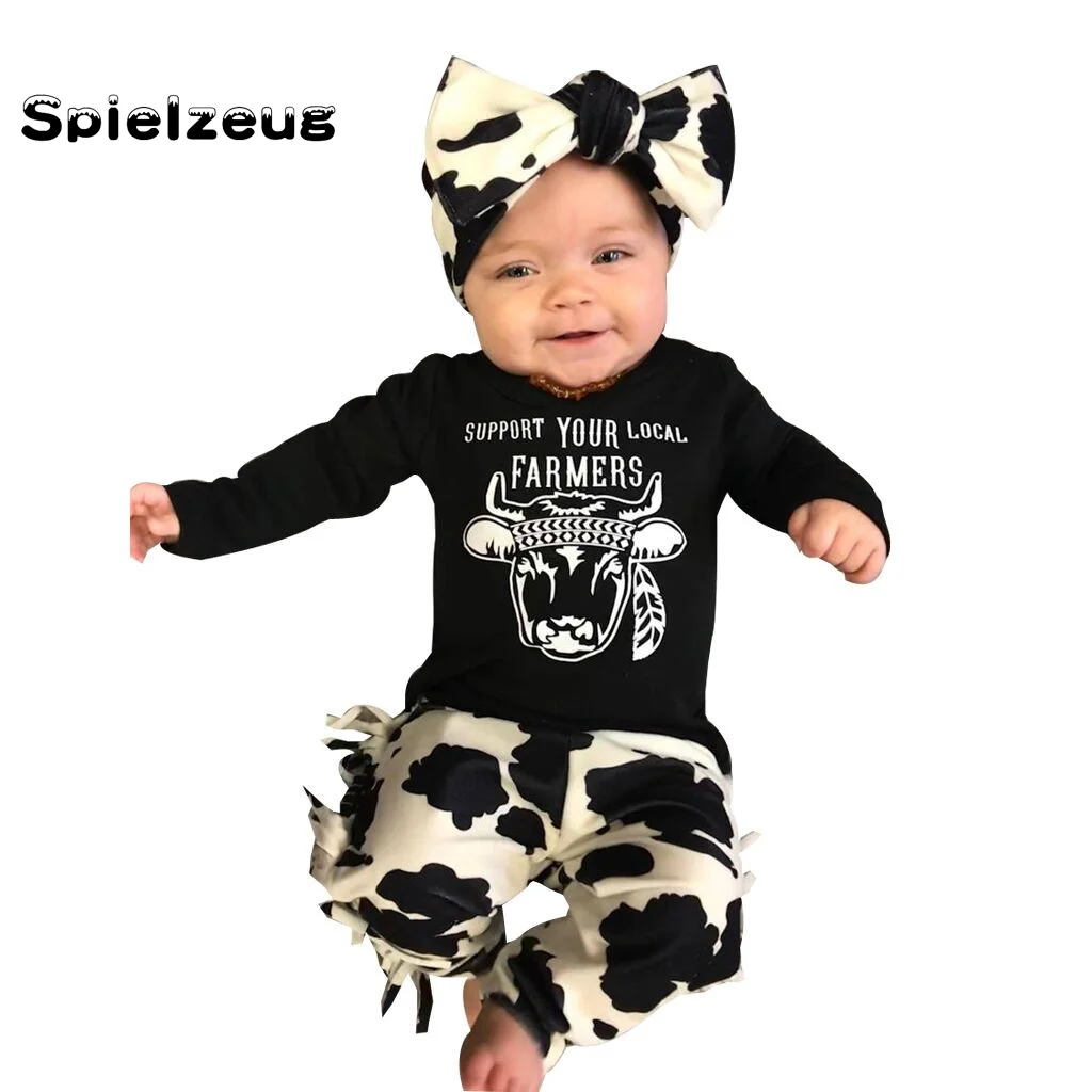 Комплект из 3 предметов Одежда для новорожденных девочек футболка с длинными