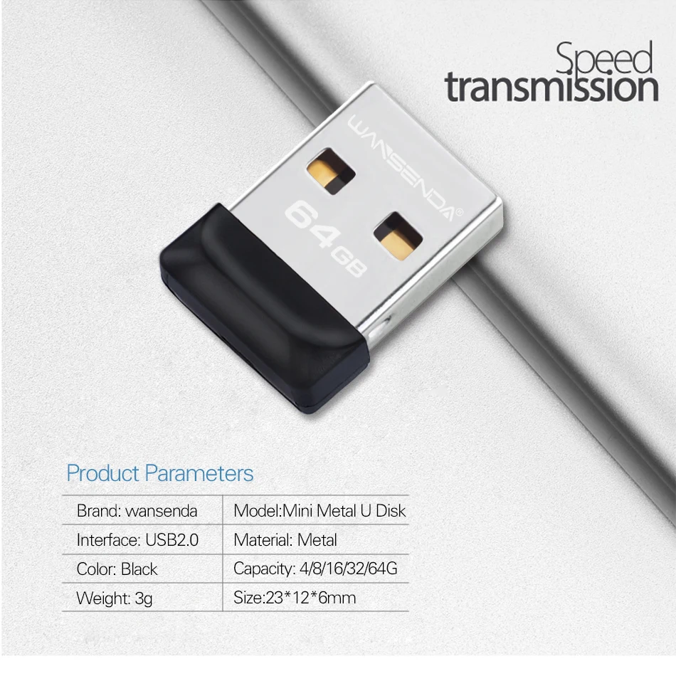 WANSENDA Super Mini USB Flash Drive Waterproof Pen Drive 64GB 32GB 16GB 8GB 4GB Thumbdrive Pendrive USB 2.0 Memory Stick