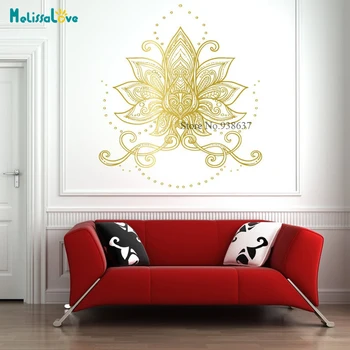 

Hot Sale Lotus Mandala Wall Stickers Buddha Bedroom Headboard Decoration Yoga Studio Wall Décor Removable Vinyl Poster BB272