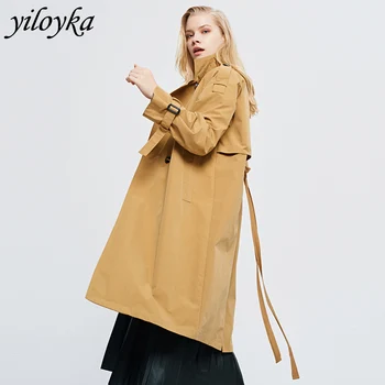 

2019 Autumn New Women's Casual Trench Coat Oversize Double Breasted Windbreaker Vintage Long Coat Cloak Outwear Loose Clothing