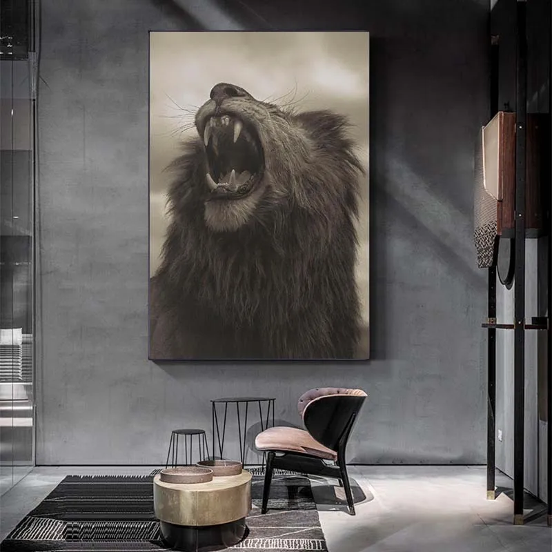 

African Roaring Lion Canvas Paintings on the Wall Art Posters And Prints Wild Animals Lion Art Canvas Pictures For Living Room
