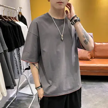 

Men's short sleeve 2019 summer new loose and fashionable all-around T-shirt Han version ins fashion brand printed half sleeve