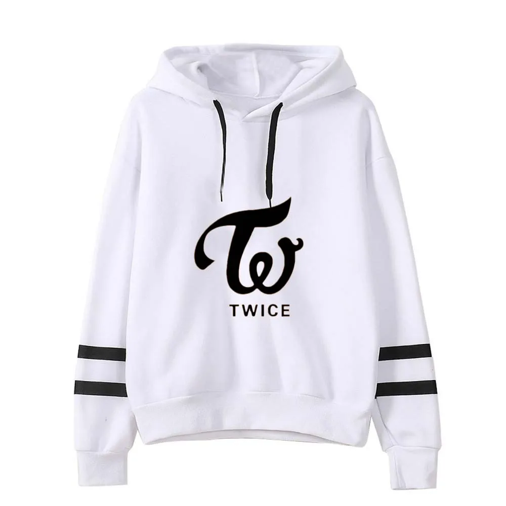 Harajuku полосатые толстовки K Pop дважды Момо TZUYU NAYEON JIHYO Kpop белый Лебедь балетная