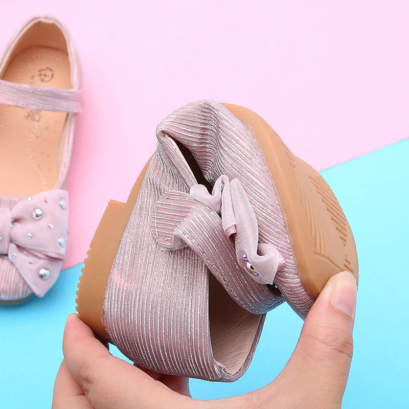 Детская обувь для принцессы с бантом; школьная обувь для девочек; кожаная детская обувь с цветочным принтом; вечерние свадебные туфли для