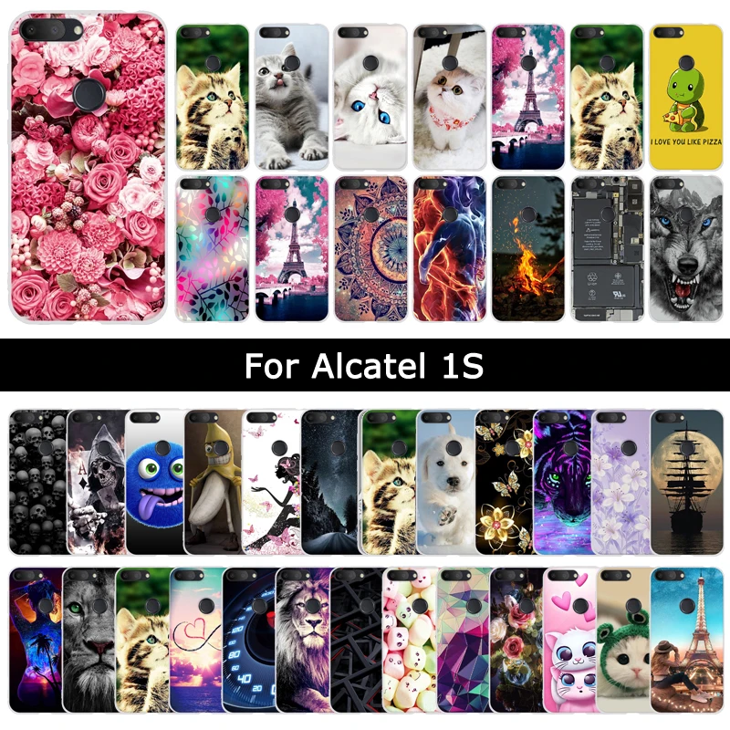 Чехол с изображением цветов кошек животных для Alcatel 1 S 2019 Мягкая силиконовая
