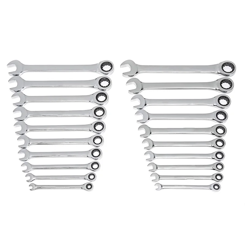 

Ratcheting Wrench Set Ratchet Wrenches Set, Professional Superior Quality Chrome Vanadium Steel & Metric Combination Ended Stand