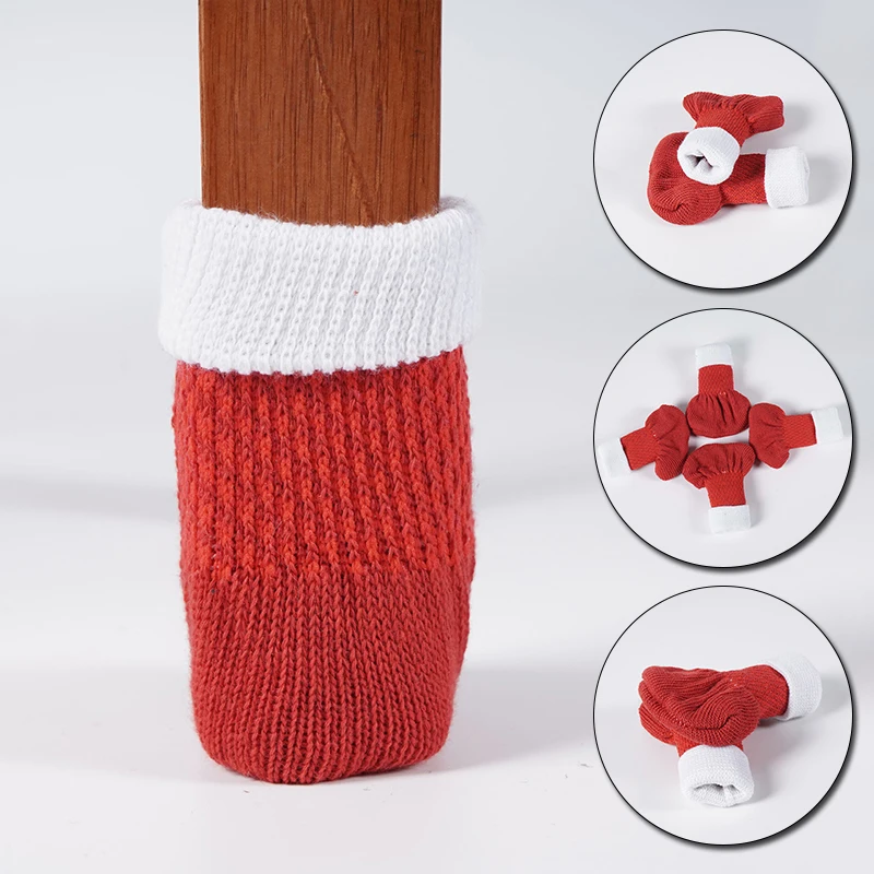 4pcs Chair Leg Sock Knitted Furniture Feet Sleeve Cover Protector Anti-slip 
