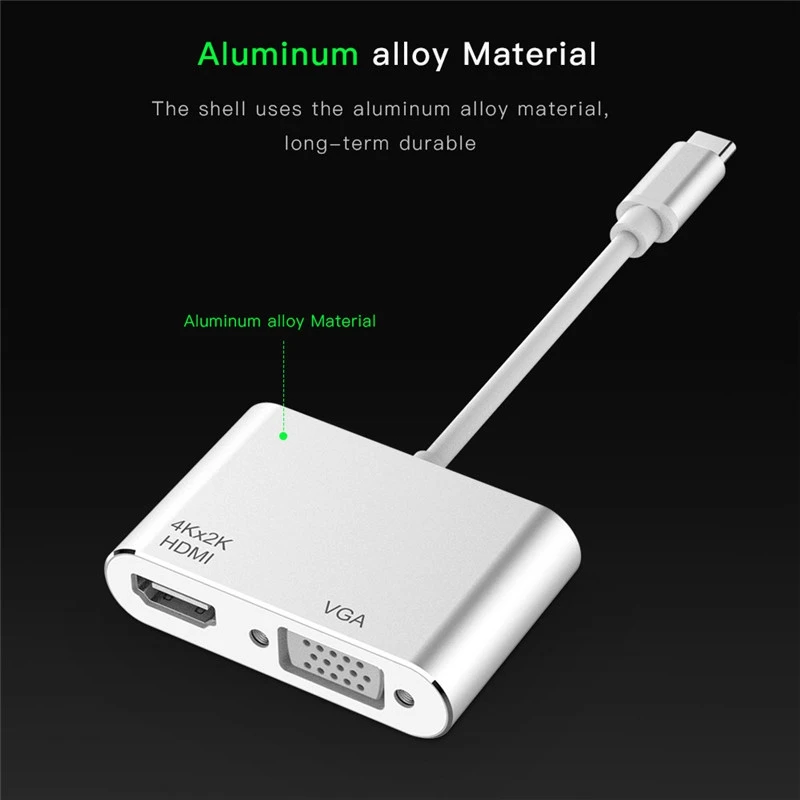 USB 3,1 type C к HDMI VGA адаптер-2 в 1 type C USB C к HDMI 4K x 2K VGA кабель