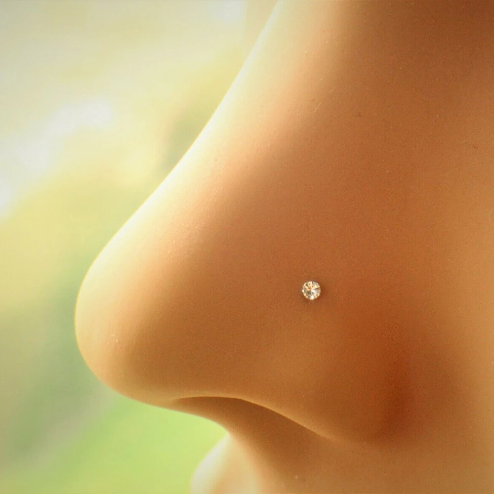 Nose Piercings 925 Sterling Silver Nose Studs Ring 1.2mm Tiny Nose Piercing Bone clear crystal nariz Piercing Body jewelry 36pcs