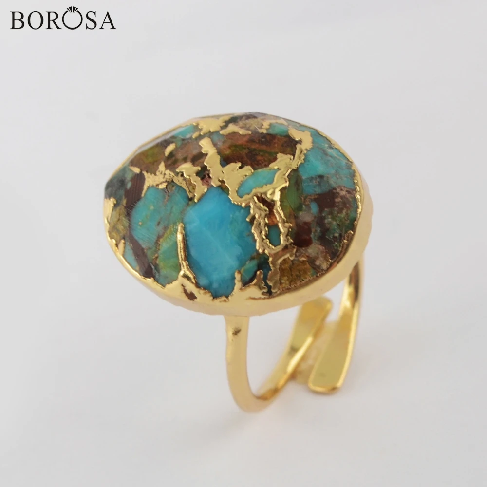 BOROSA кольцо из натурального камня натуральная бирюза кольца золота мужские