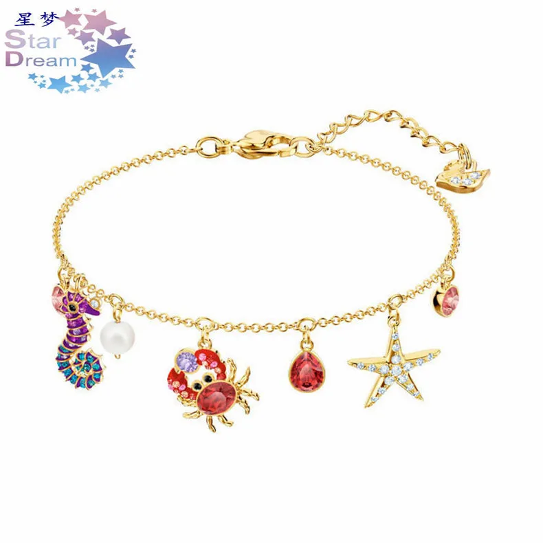 

Shoppe Quality Swarovski Element 2019 New Style Cute Underwater World Starfish Hippocampus Crab Bracelets