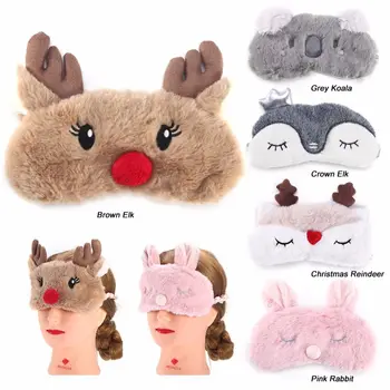 

Cute Animal Eye Cover Sleeping Mask Eyepatch Bandage Blindfold Christmas Deer Winter Cartoon Nap Eye Shade Plush Sleeping Mask