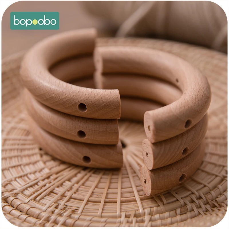 

Bopoobo 20pc Semi Ring Beech Wooden Unicorn Teething Three holes Baby Wooden Teether For Baby Toy Play Gym Diy Teethers