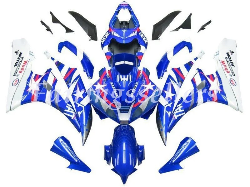 Blue Sta ABS пластик Обтекатели подходят для Yamaha Обтекатели YZFR6 2006 2007 обтекатель кузова YZF R6 06 07 пользовательский Белый Красный Пламя - Цвет: Blue Sta