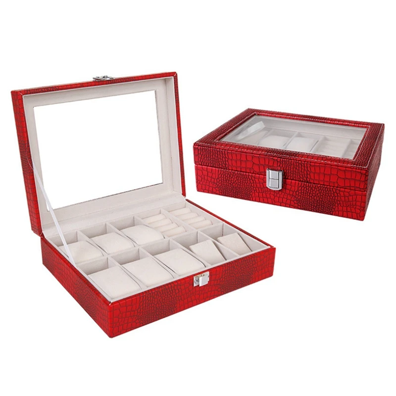 PU Leather Jewelry Storage Box 10 Grids Wrist Watch Display Box Storage Holder Organizer Watch Case Jewelry Dispay Watch Box