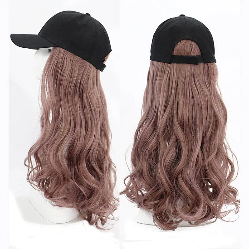 Новинка 2020 бейсболка с париком Женская длинная кудрявая белая черная шапка