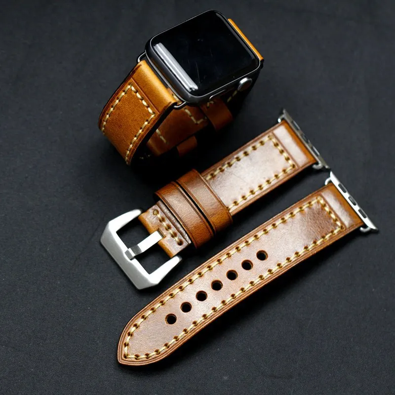 Кожаный ремешок высокого качества для Apple watch band 44 мм 40 42 38 correa iwatch 4 5 3 ручной