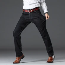 Новые весенние мужские эластичные джинсы из хлопка брюки свободного покроя джинсовые брюки Мужская брендовая модная одежда плюс размер 38 40 42