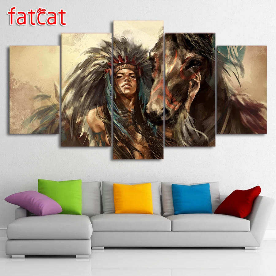 Набор для алмазной вышивки с лошадью FATCAT tribe warrior with horse 5 шт. |