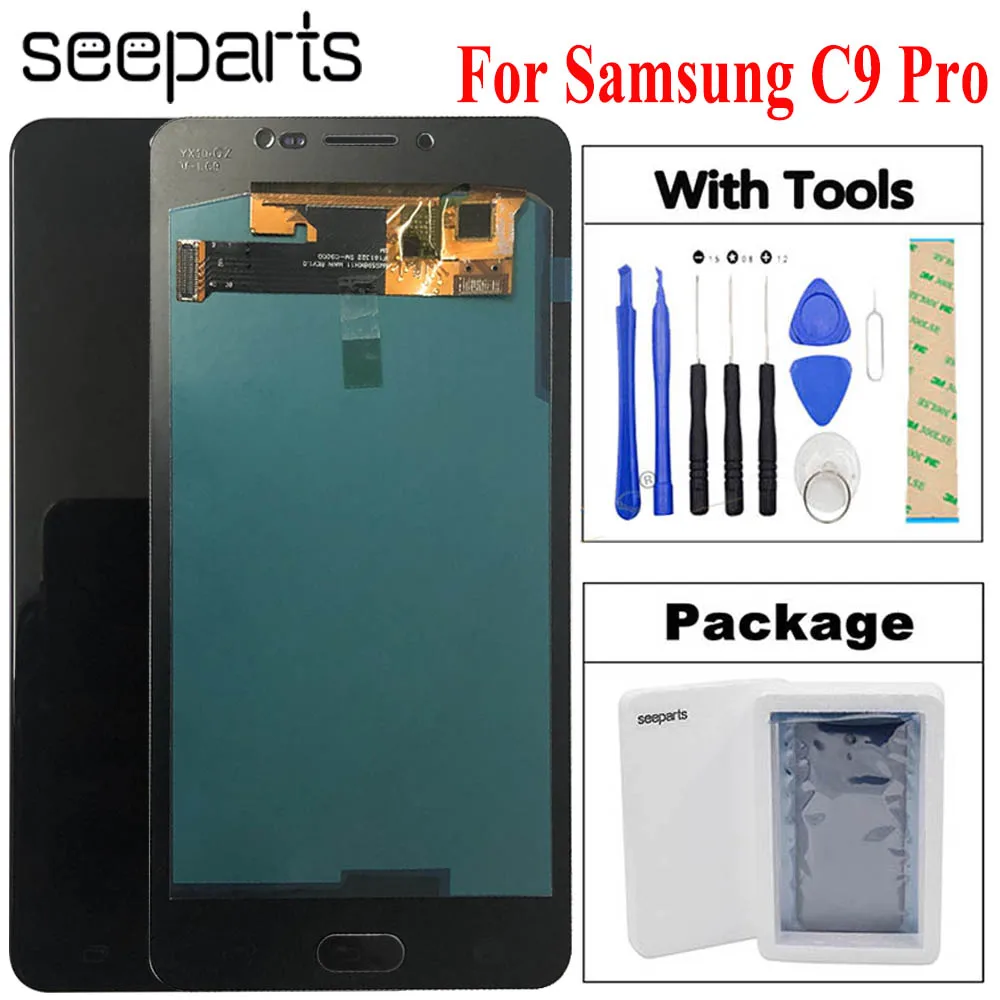100% Tested For Samsung Galaxy C9 Pro LCD C9000 Display Touch Screen Digitizer Assembly Replacement For samsung c9 pro lcd