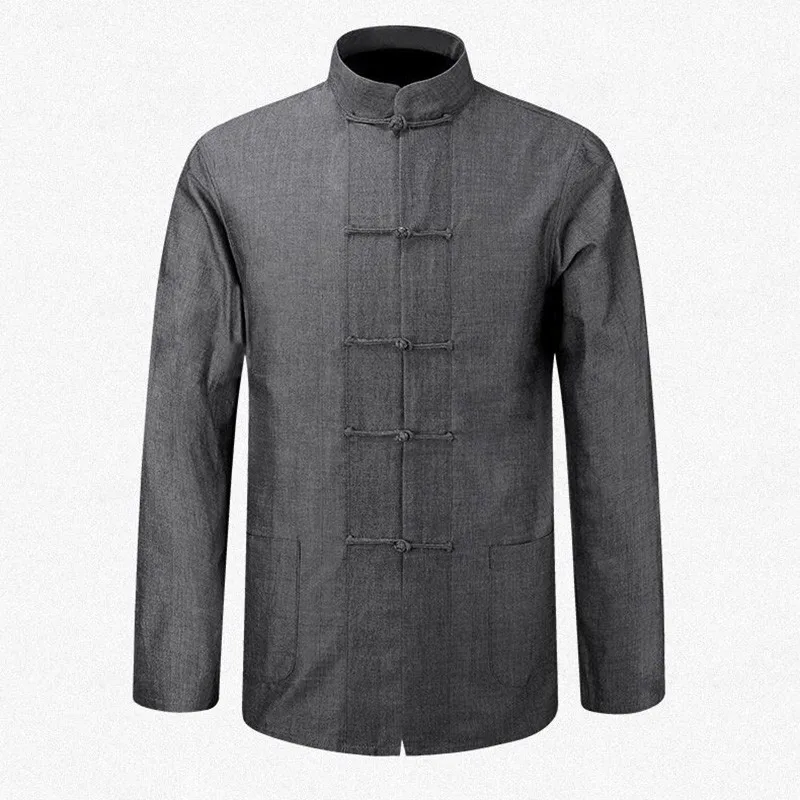 New Male Cotton Shirt Traditional Chinese Men Coat Clothing Kung Fu Tai Chi Uniform Autumn Spring Long Sleeve Jacket for Man 2022 newest men sportswear trend 3d long sleeve t shirt trousers sets spring autumn male clothes casual tracksuit two piece suit