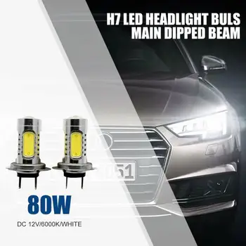 

2pcs H7 LED Headlight Bulbs Conversion Kit Super High/Low Beam 4000LM 6000K White Light Bulbs 80W 12V Car Accessories