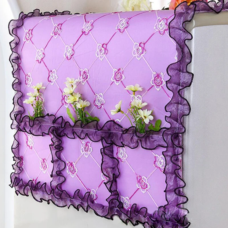 Полиэстер Фиолетовый цветок холодильник крышка полотенце с сумкой для хранения многоцелевой полотенце бытовой пылезащитный чехол украшение