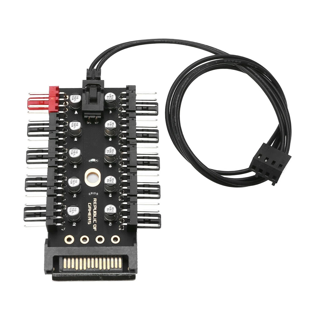 PC 1 to 10 4Pin Cooling Fans Hub Splitter Cable 12V PWM LED Sata Power Suppply Adapter Speed Controller For Computer Mining | Компьютеры и
