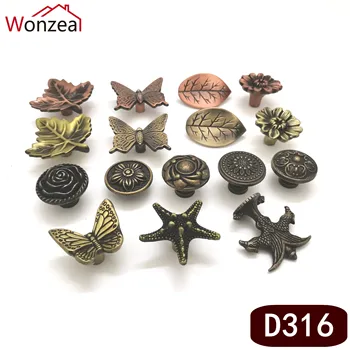 

Leaf handle Vintage Bronze Kitchen Cupboard Dresser Handles Retro Round Zinc Alloy Cabinet Pull Handle Antique Closet Knob Pulls
