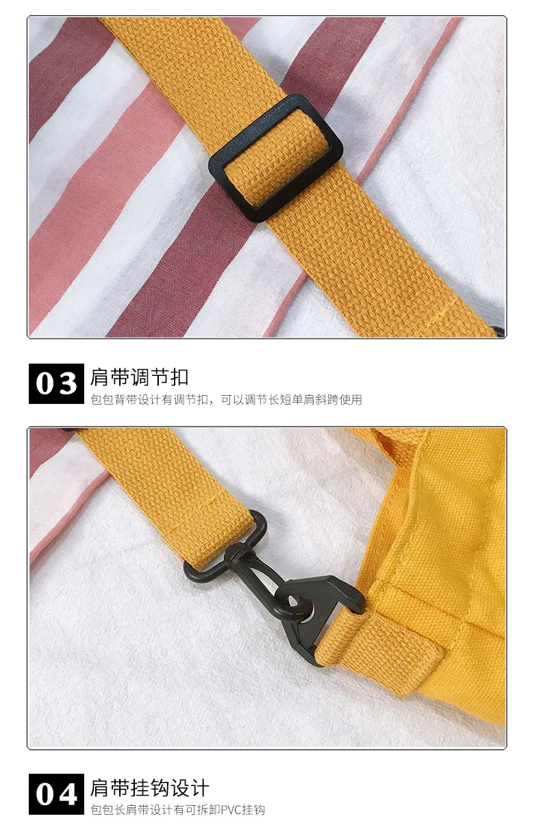 Summer Japanese-style INS Casual One Shoulder Canvas Bag Schoolbag Cute Embroidered Pattern Shopping Bag