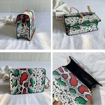 

2020 Summer New Women's Bags Animal Serpentine Pattern Shoulder Bags Ladies Hard Pu Leather Crossbody Messenger Square Handbags
