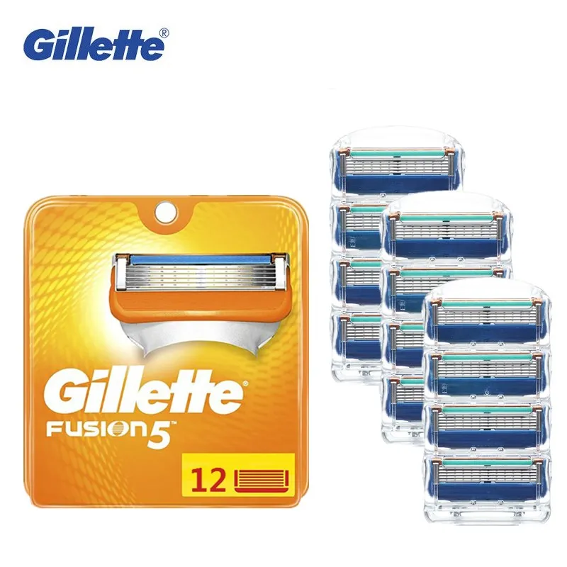 12PCS Gillette Fusion Blade Men Shaving Replaceable Cassettes Shaving Fusion Shaving Cartridge Fusion Removable Razor Blades 1