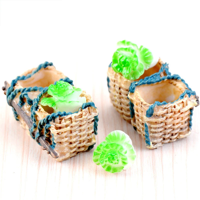 XUNSFY 1pc Rattan Basket Cabbage Fairy Garden Miniatures DIY Doll House Terrarium Micro Landscape Succulents Home Decoration | Дом и сад