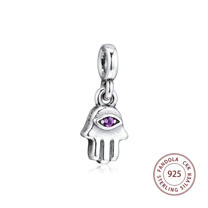 

CKK 925 Sterling Silver My Hamsa Hand Dangle Charms Small Hole Beads for Jewelry Making Fits Original Me Bracelet Argent Perles