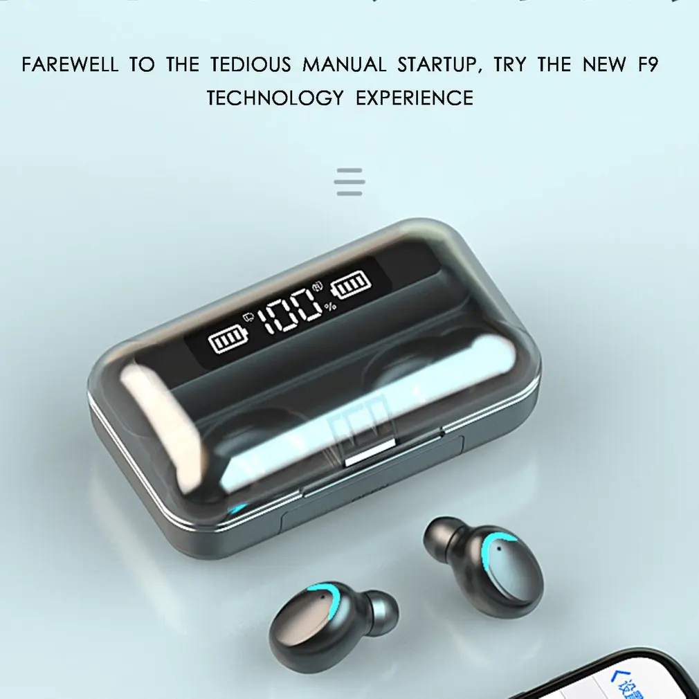 F9 5 TWS Bluetooth Earphone Earbuds Digital LED Display Headset Touch Button True Wireless Earphones Sport Stereo Headphones
