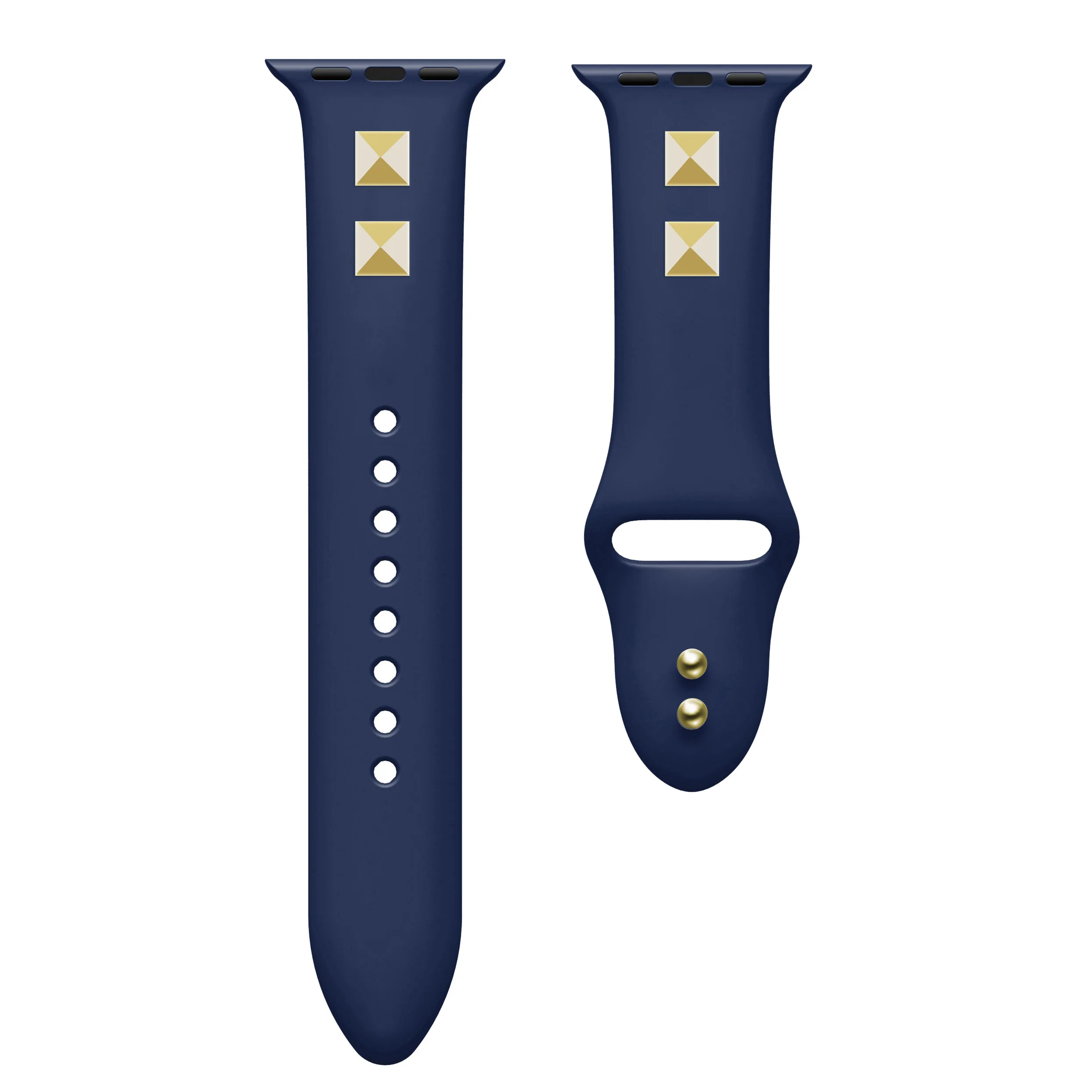 midnight blue Силиконовый ремешок для apple watch 4 3 band iwatch band 42 мм 38 мм 44 мм 40 мм два панк заклепки стиль для apple watch аксессуары - Цвет ремешка: midnight blue