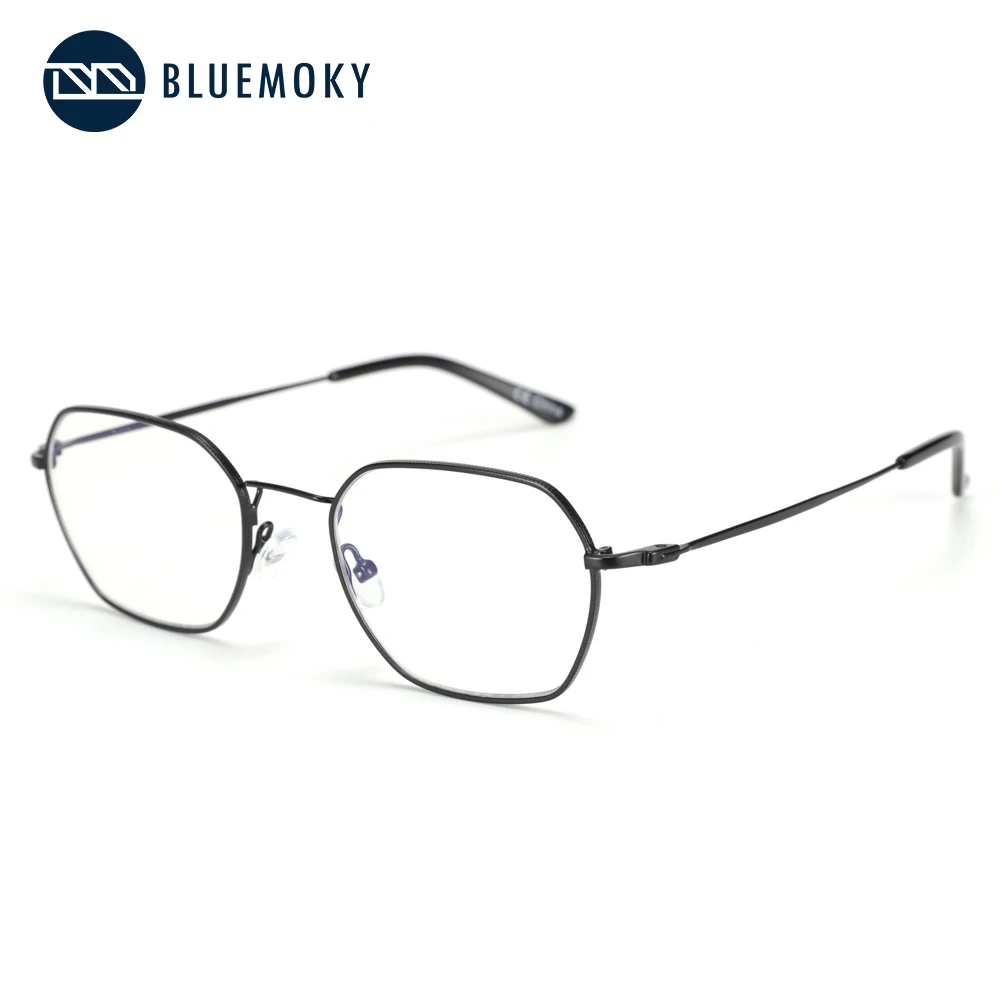 BLUEMOKY титановые очки, оправа, оптические очки, оправа, Корейская, для женщин и мужчин, ультралегкие квадратные очки для близорукости по рецепту - Цвет оправы: BLACK
