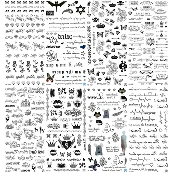 

5PCS / Lot Deer Chest Tattoo Heart Tatoo Temporaire Femme Arrow Temp Flower Fake For Woman Clover Temporary Tattoos Skull