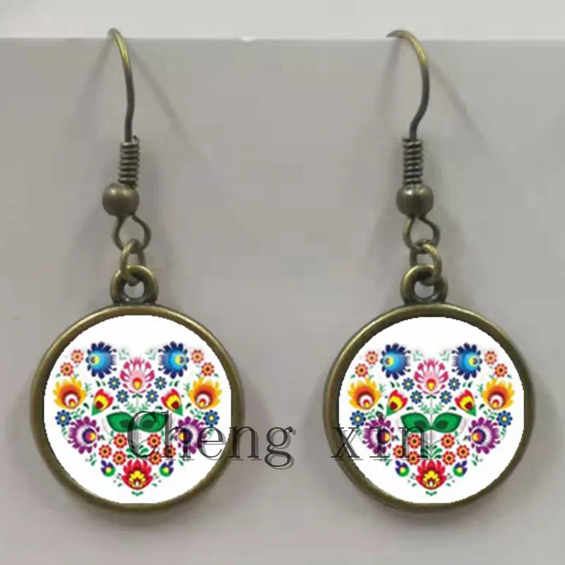 Polish folk art pattern earrings fashion jewelry modern paper-cut
