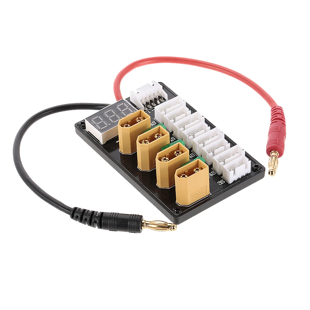 

3-4S XT60 14AWG Plug Parallel Charging Board with Voltage Display for ISDT D2 Q6 SC-608 SC-620 Imax B6 Charger