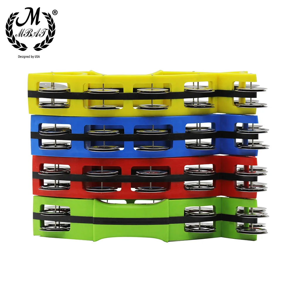 M MBAT Hand Held Bell Rattles Fish-Shape Tambourine Percussion with Double Metal Jingle Children Educational Toy for Party Games