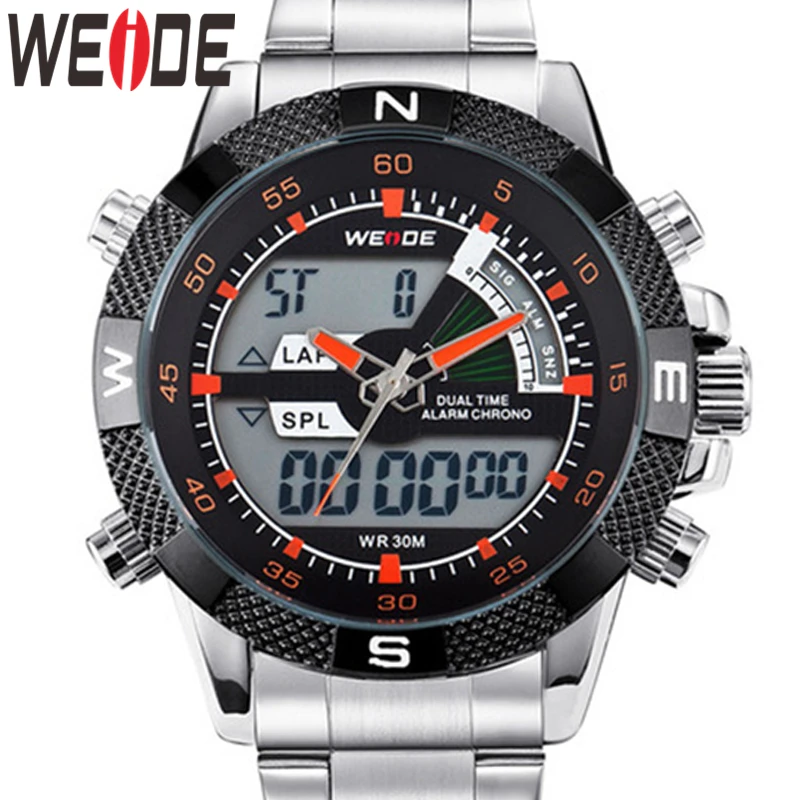 Часы WEIDE мужские кварцевые в стиле милитари аналоговые цифровые наручные с