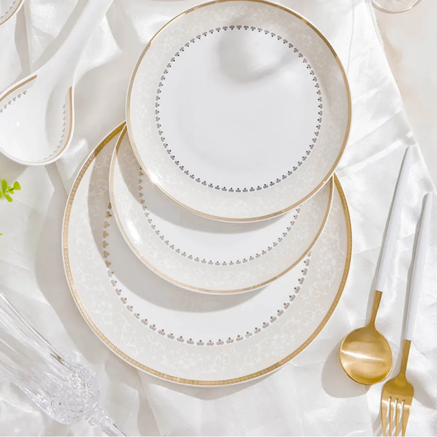 60 Heads ceramic tableware Dish Rice Bowl Salad Noodles Bowl Plate Dinnerware Sets Kitchen Soup Pot AshtrayTableware