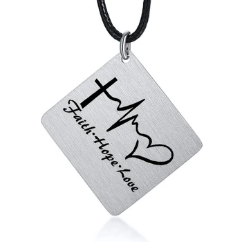 

Custom Engraved Stainless Steel Square Pendant Necklace for Men Personalization Included Text Handwriting Drawing