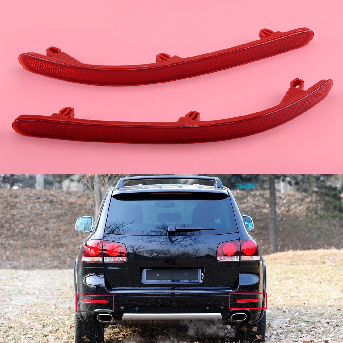 Pair Rear Bumper Reflector Tail Light Lamp Red 7L6945105A 7L6945106A