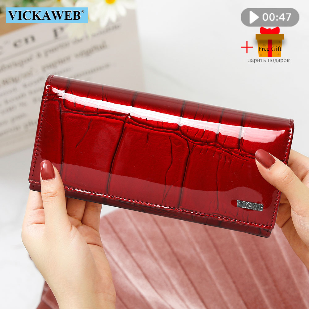 Free Gift Genuine Leather Women Wallet Magnetic Hasp Female Long Purse Ladies Coin Purses Fashion Wallets Women's Money Walet