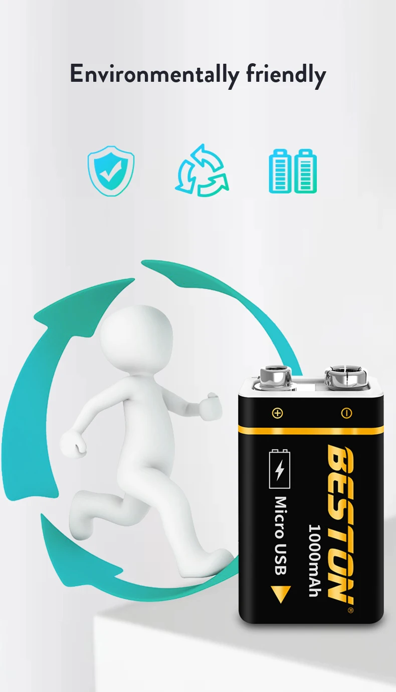 YATUO 1000mAh micro USB 9 Volt li-ion rechargeable 9v battery  6F22 9v usb battery for RC Helicopter Model Microphone Toy