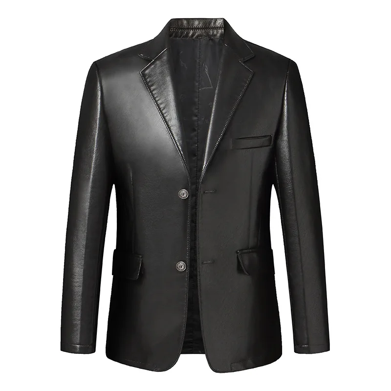 

Spring And Autumn Middle-aged MEN'S Suit Leather Coat Slim Fit PU Leather Jacket Men's Suit Collar Leather Coat Small Suit Autum