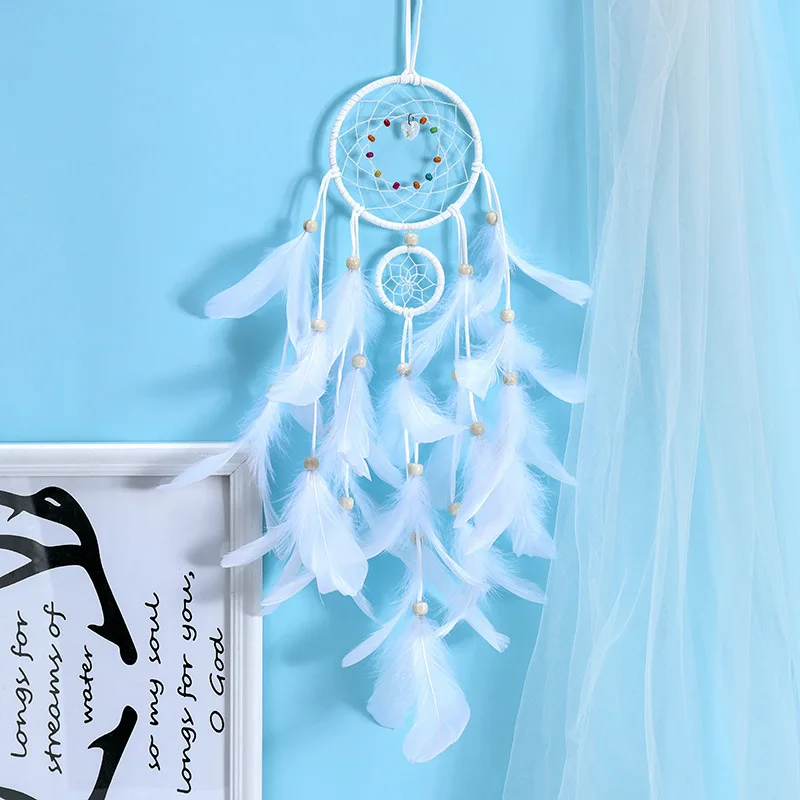 Светодиодный Ловец снов украшение для дома Wind Chime Ловец снов спальня гостиная балконные украшения для подруги подарки на день рождения - Цвет: White No Light
